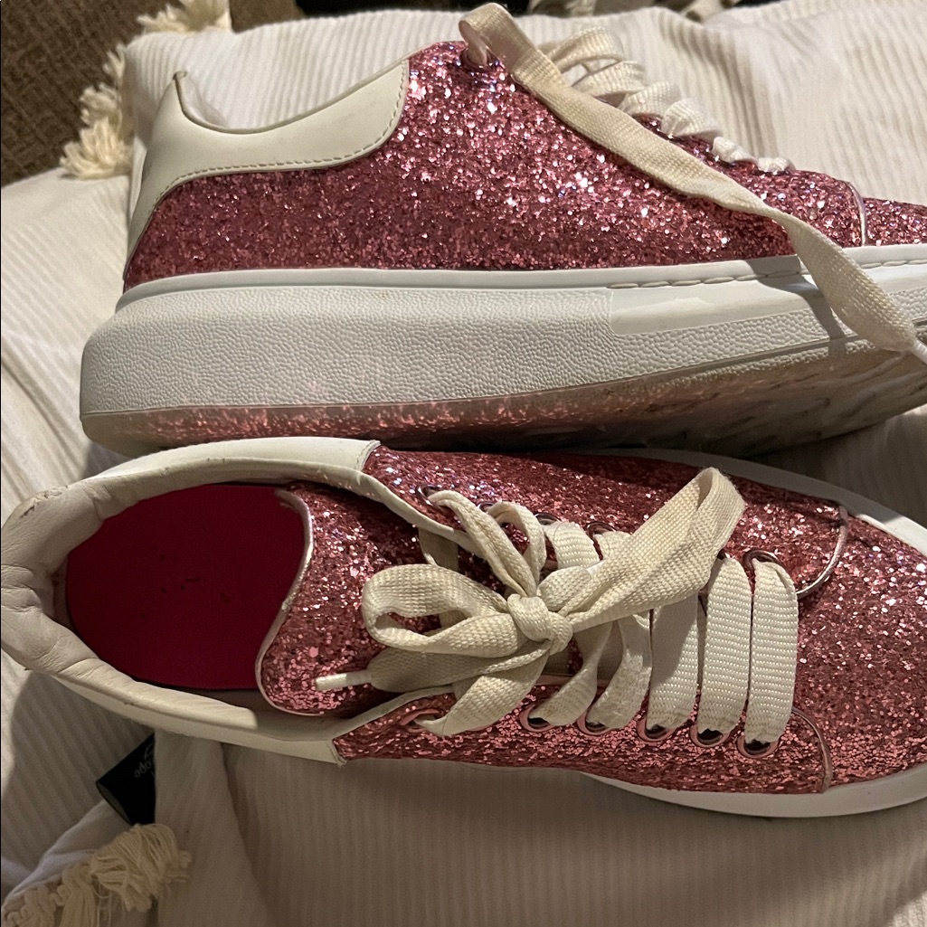 Alexander Mcqueen Pink Glitter Sneakers , It Is Still In Good Condition